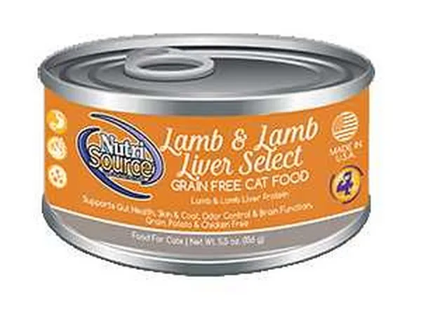 12/5.5 oz. Nutrisource Grain Free Lamb & Lamb Liver Select Cat Canned - Treat